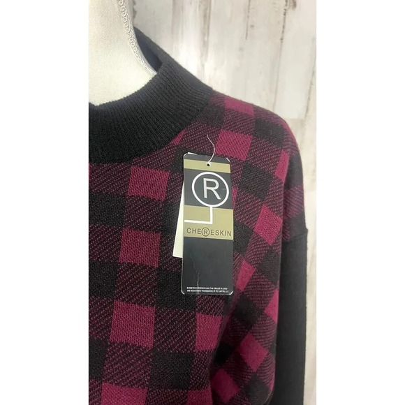 NWT‎ Chereskin Men's XL Red & Black Plaid 1/4 Zip Pullover Sweater - Picture 2 of 6